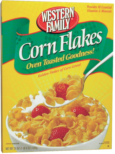 slide 1 of 1, Western Family Corn Flakes Cereal, 24 oz