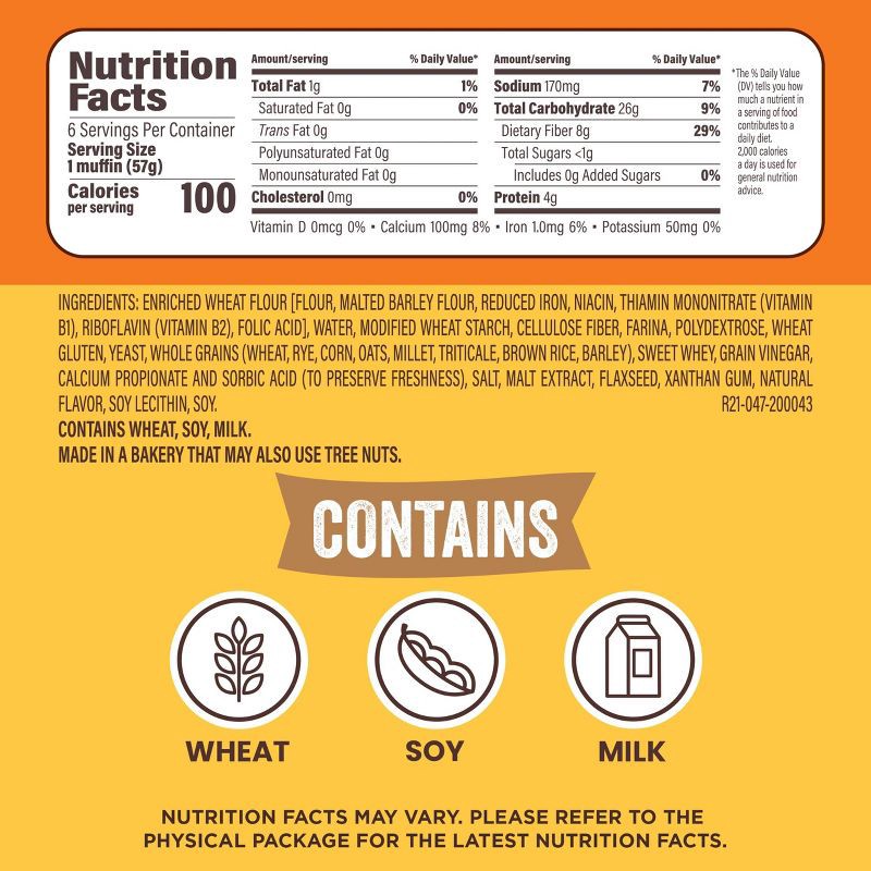 slide 4 of 14, Thomas' Light Multigrain English Muffins - 12oz/6ct, 6 ct; 12 oz