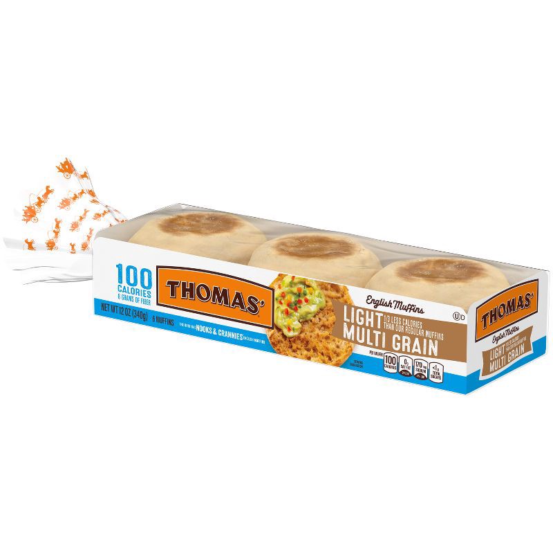 slide 9 of 14, Thomas' Light Multigrain English Muffins - 12oz/6ct, 6 ct; 12 oz