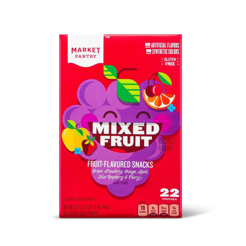 slide 1 of 1, Mixed Fruit Flavored Fruit Snacks - 22ct - Market Pantry, 22 ct