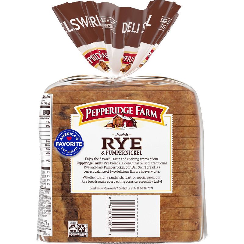 slide 12 of 12, Pepperidge Farm Vegan Jewish Rye & Pumpernickel Deli Swirl Bread - 16oz, 16 oz