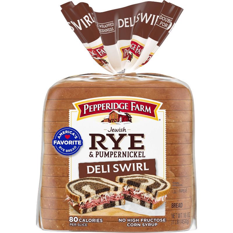 slide 11 of 12, Pepperidge Farm Vegan Jewish Rye & Pumpernickel Deli Swirl Bread - 16oz, 16 oz