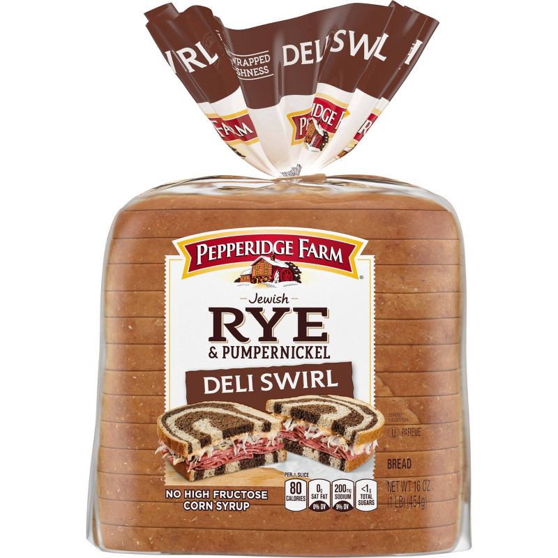 slide 1 of 12, Pepperidge Farm Vegan Jewish Rye & Pumpernickel Deli Swirl Bread - 16oz, 16 oz