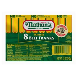Nathan's Famous Skinless Beef Franks - 12oz/8ct