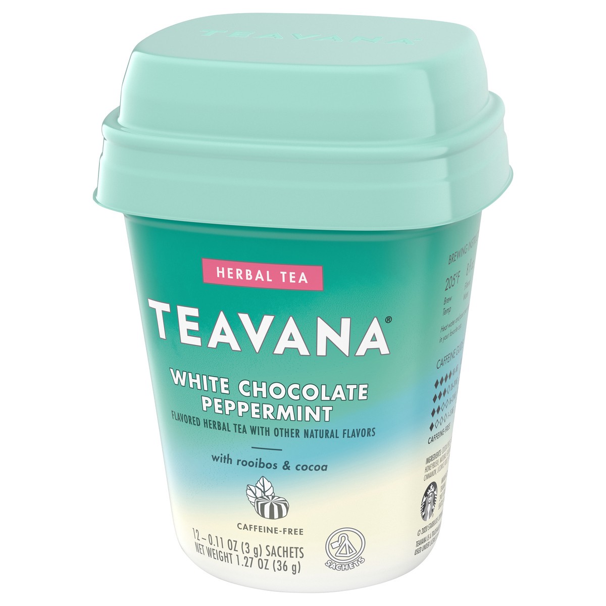 Teavana Caffeine Free Herbal Tea — White Chocolate Peppermint with roobois & cocoa — 1 box (12