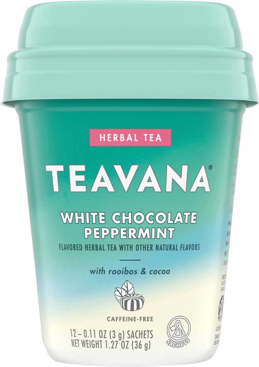 slide 5 of 12, Teavana Caffeine Free Herbal Tea — White Chocolate Peppermint with roobois & cocoa — 1 box (12 sachets total), 1.27 oz