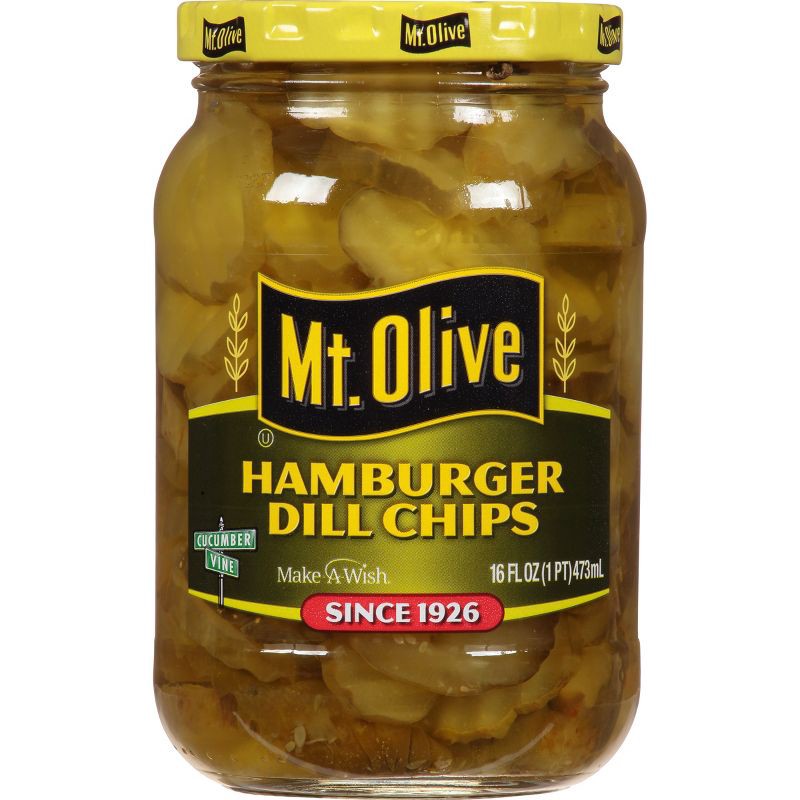 slide 1 of 4, Mt. Olive Hamburger Dill Pickle Chips - 16oz, 16 oz