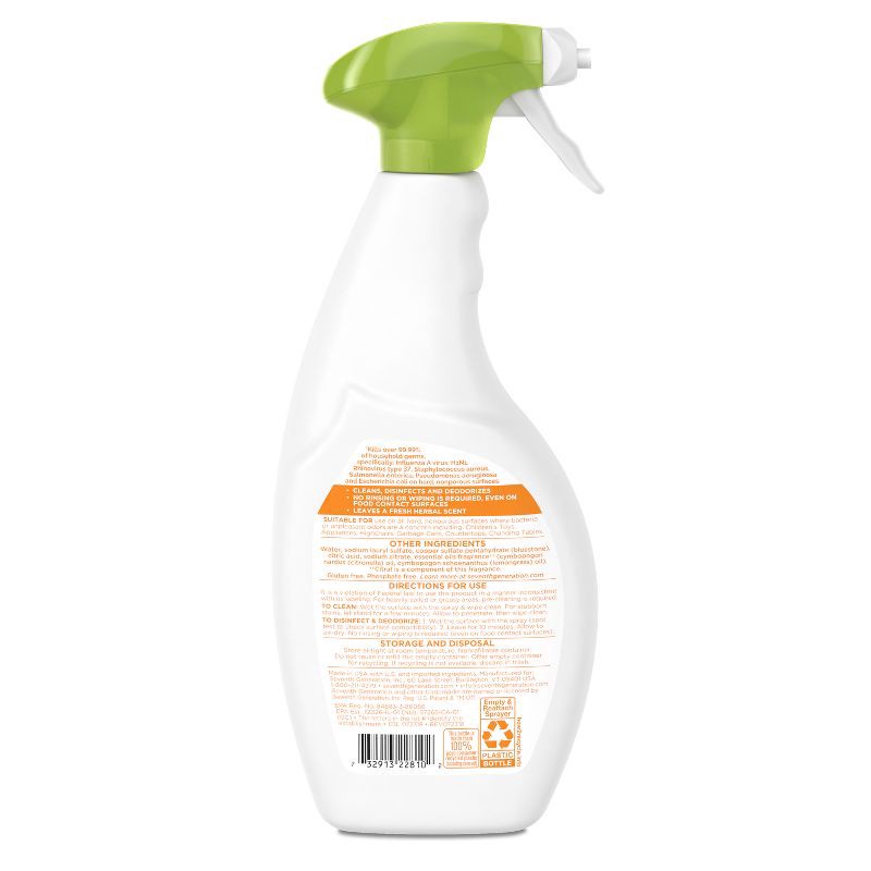 slide 10 of 10, Seventh Generation Lemongrass Citrus Disinfecting Multi-Surface Cleaner - 26oz, 26 oz