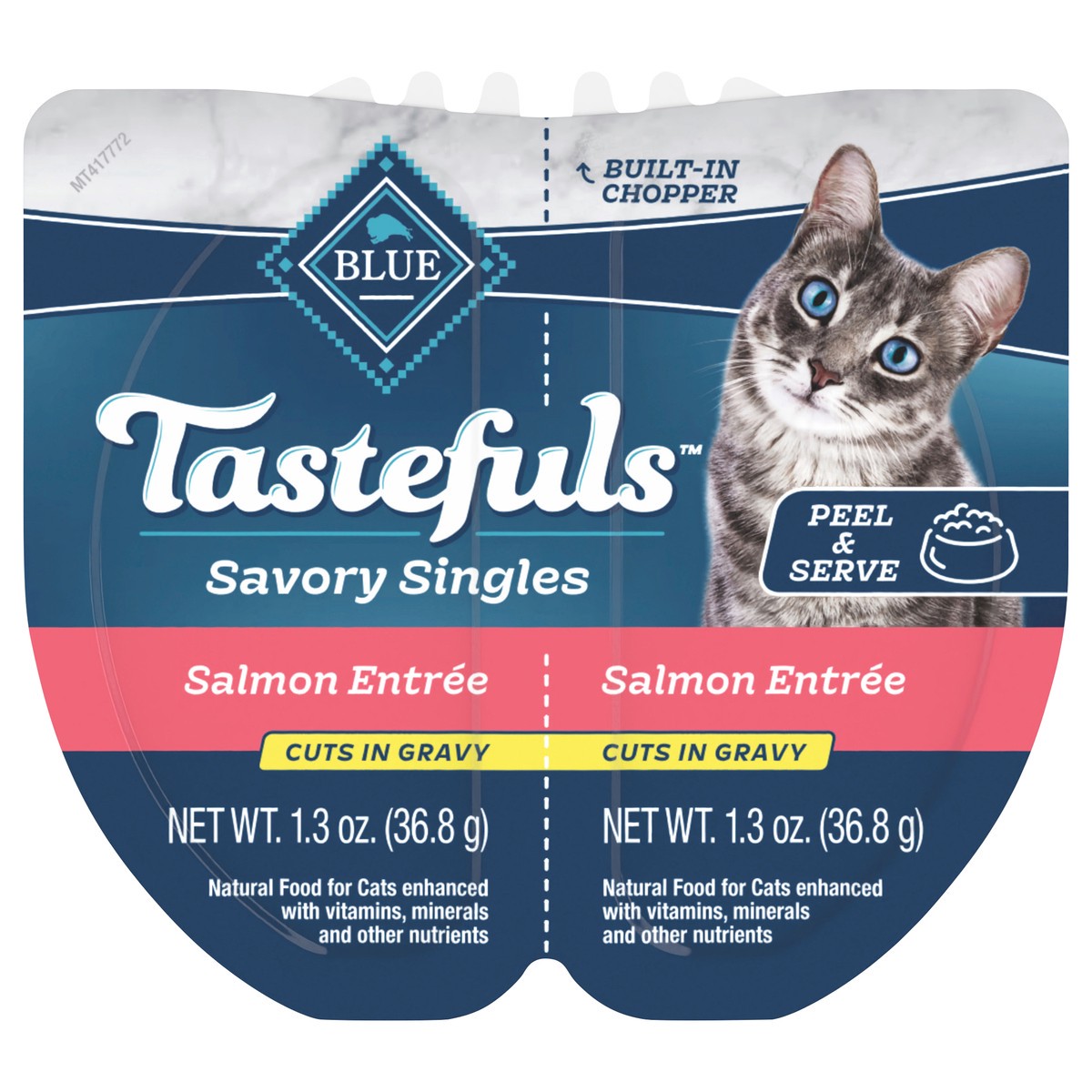 slide 9 of 13, Blue Buffalo Tastefuls Savory Singles Adult Cuts in Gravy Wet Cat Food, Salmon Entrée, Perfectly Portioned Cups in a 2.6-oz Twin-Pack Tray, 2 ct