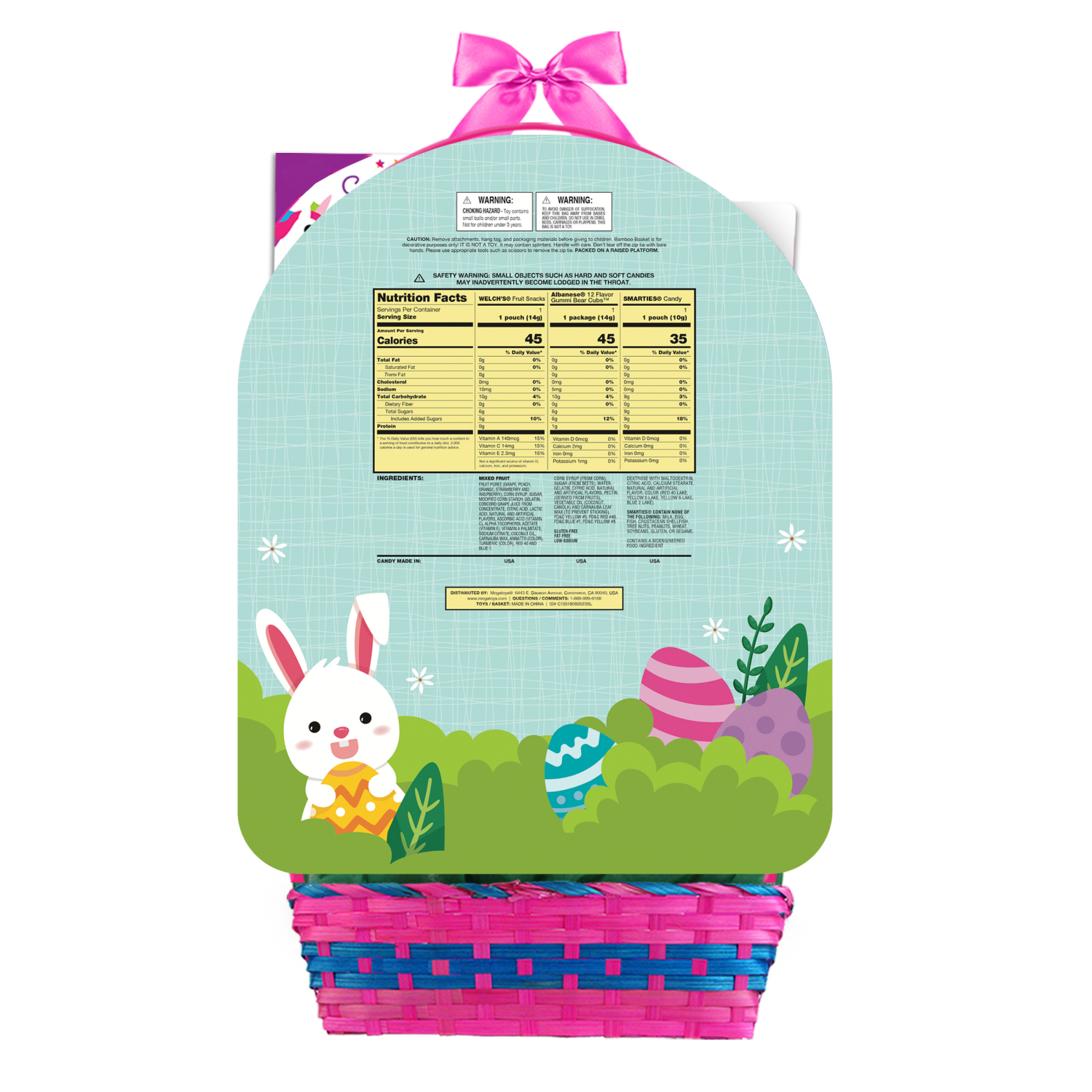 slide 3 of 8, Mega Toys Prefilled Easter Basket, 27", 4 Assorted Styles, 27 in