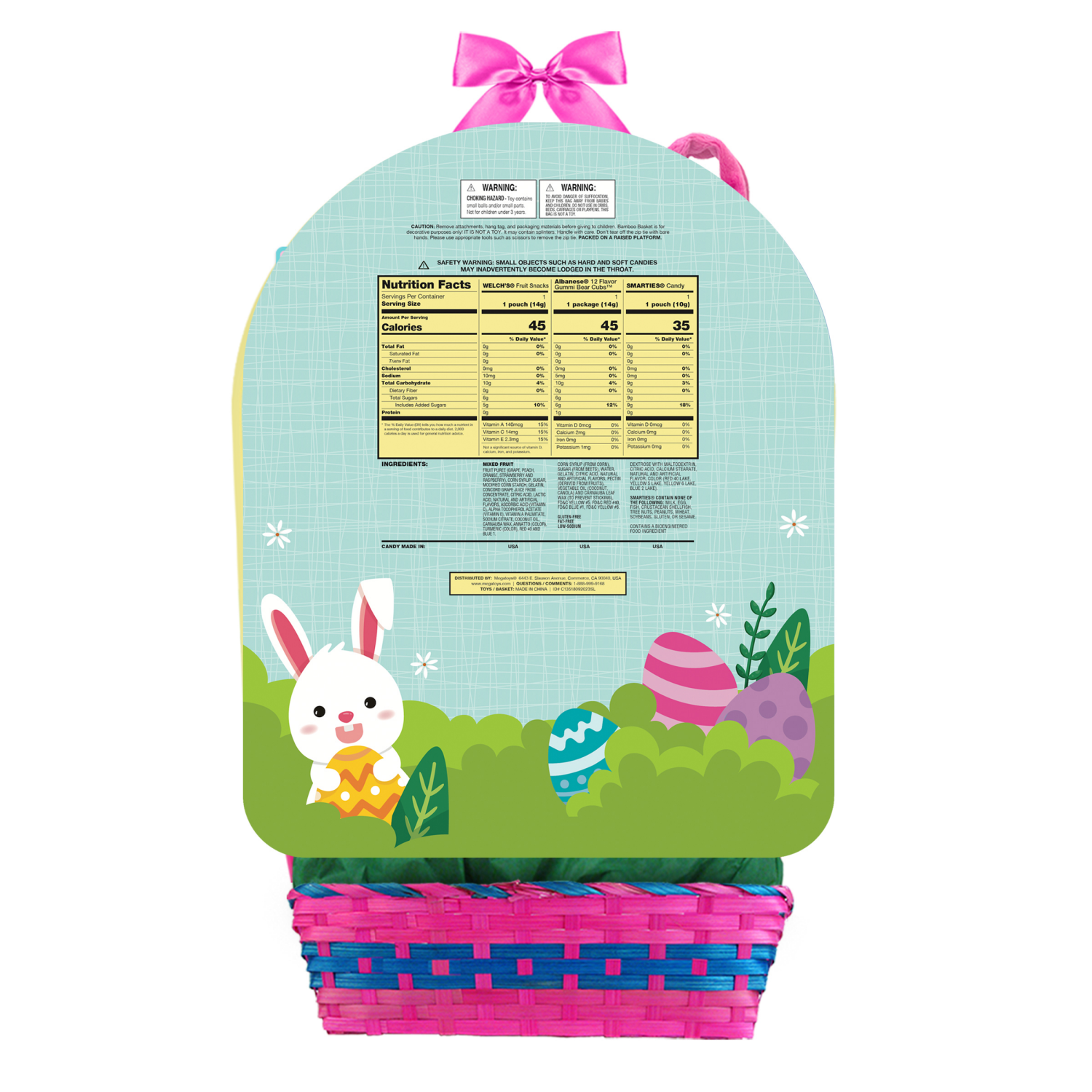 slide 7 of 8, Mega Toys Prefilled Easter Basket, 27", 4 Assorted Styles, 27 in