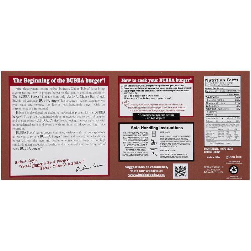 slide 3 of 3, Bubba Burger Beef Burger Patties - Frozen - 32oz/6ct, 32 oz, 6 ct