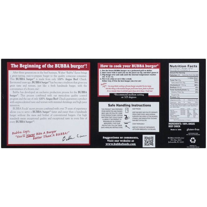 slide 4 of 4, Bubba Burger Angus Beef Chuck Burger Patties - Frozen - 32oz/6ct, 32 oz, 6 ct