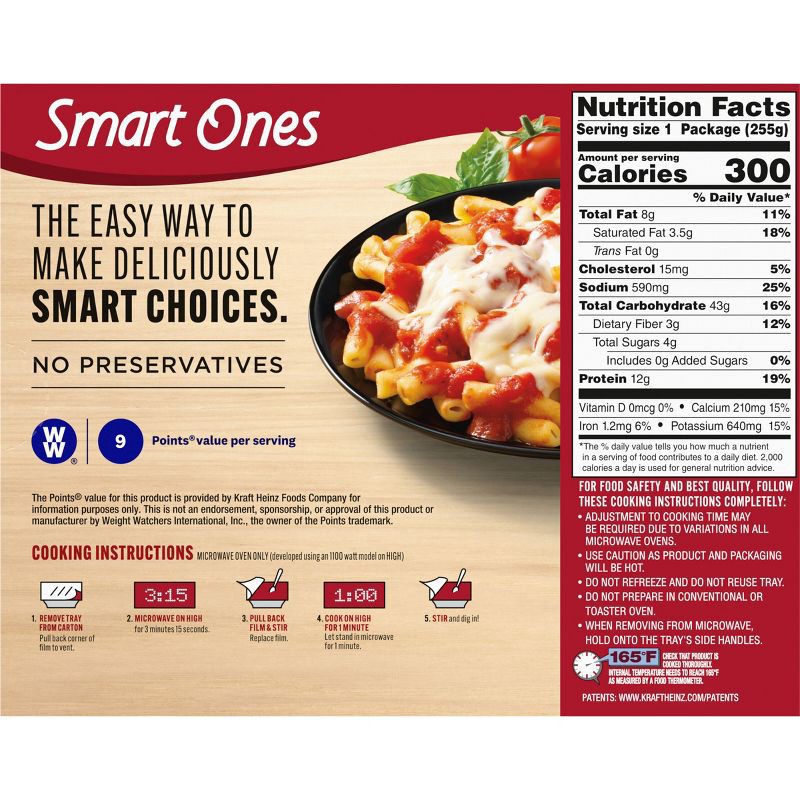 slide 2 of 8, Smart Ones Frozen Three Cheese Ziti Marinara - 9oz, 9 oz