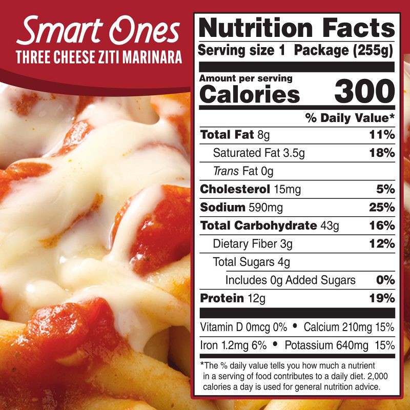 slide 7 of 8, Smart Ones Frozen Three Cheese Ziti Marinara - 9oz, 9 oz