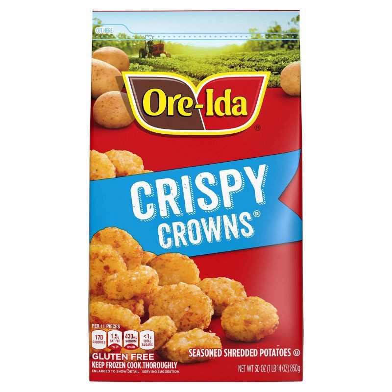 slide 9 of 9, Ore-Ida Gluten Free Frozen Crispy Crowns Seasoned Shredded Potatoes - 30oz, 30 oz