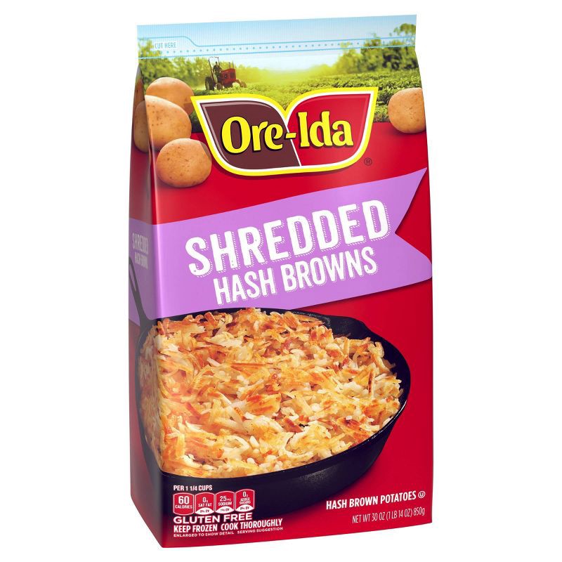 slide 7 of 9, Ore-Ida Gluten Free Frozen Shredded Hash Brown Potatoes - 30oz, 30 oz