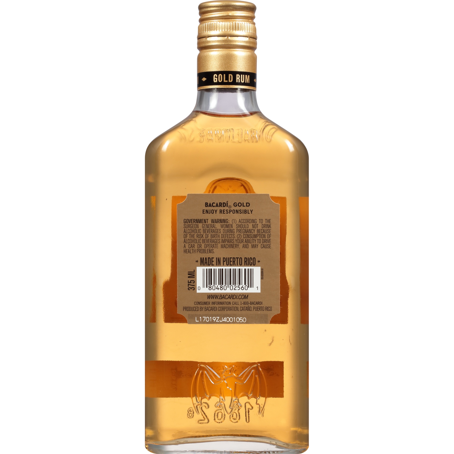 slide 2 of 6, Bacardi Rum Gold, 375 ml