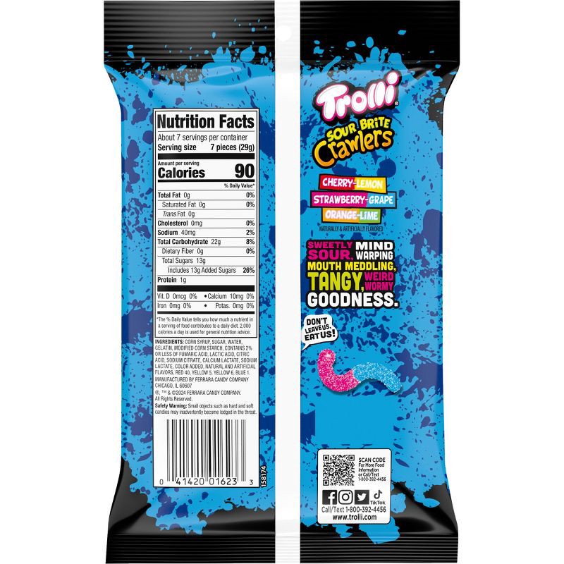 slide 7 of 10, Trolli Candy Sour Brite Crawlers Gummi Worms - 7.2oz, 7.2 oz