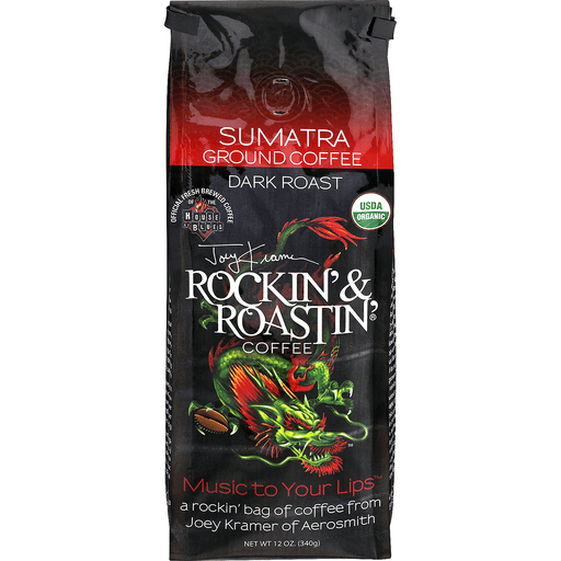 slide 2 of 18, Joey Kramer's Rockin' & Roastin' Coffee Sumatra Ground Coffee Dark Roast, 12 oz