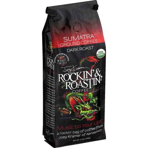 slide 3 of 18, Joey Kramer's Rockin' & Roastin' Coffee Sumatra Ground Coffee Dark Roast, 12 oz