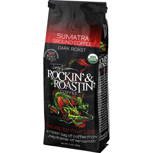 slide 5 of 18, Joey Kramer's Rockin' & Roastin' Coffee Sumatra Ground Coffee Dark Roast, 12 oz