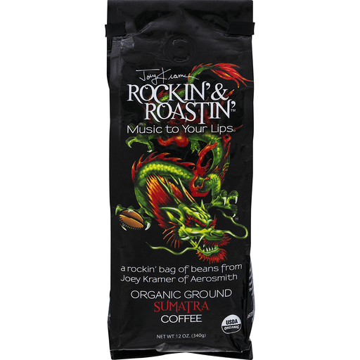 slide 1 of 18, Joey Kramer's Rockin' & Roastin' Coffee Sumatra Ground Coffee Dark Roast, 12 oz