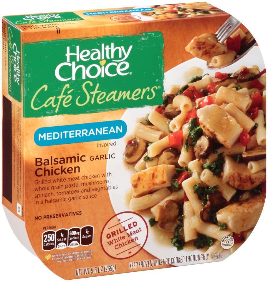 slide 1 of 1, Healthy Choice Cafe Steamers Mediterranean Inspired Balsamic Garlic Chicken Sleeve, 9.5 oz