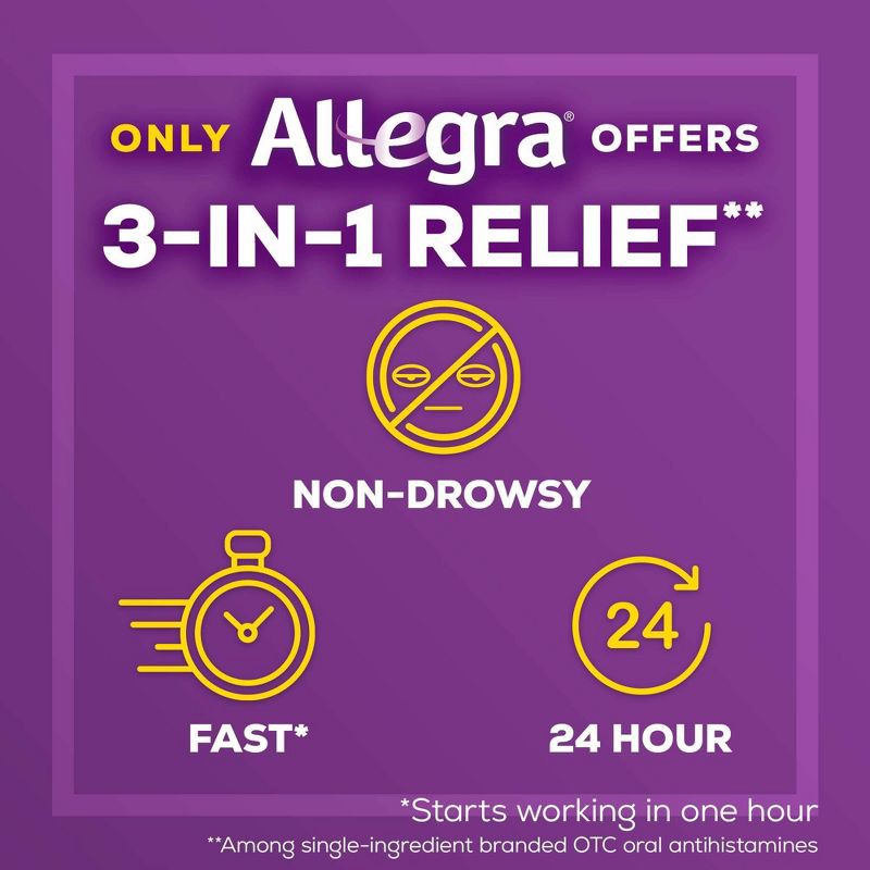 slide 7 of 7, Allegra 24 Hour Allergy Relief Tablets - Fexofenadine Hydrochloride - 30ct, 30 ct