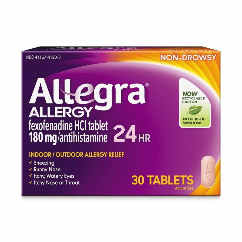 slide 1 of 7, Allegra 24 Hour Allergy Relief Tablets - Fexofenadine Hydrochloride - 30ct, 30 ct