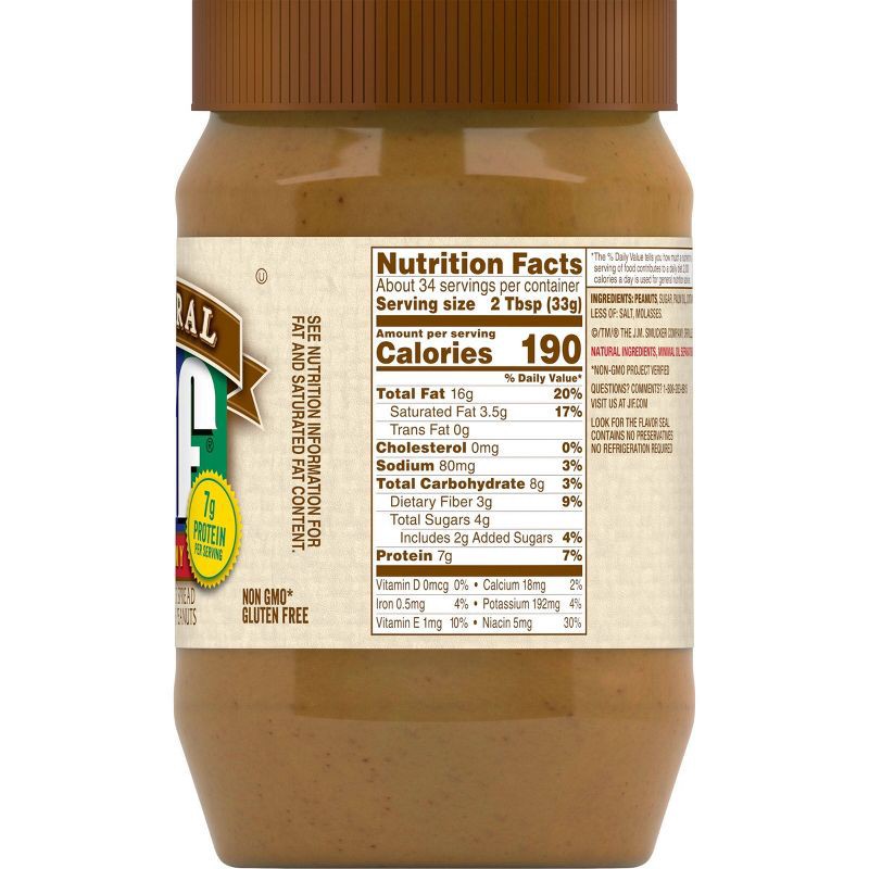 slide 2 of 6, Jif Natural Creamy Peanut Butter Spread - 40oz, 40 oz