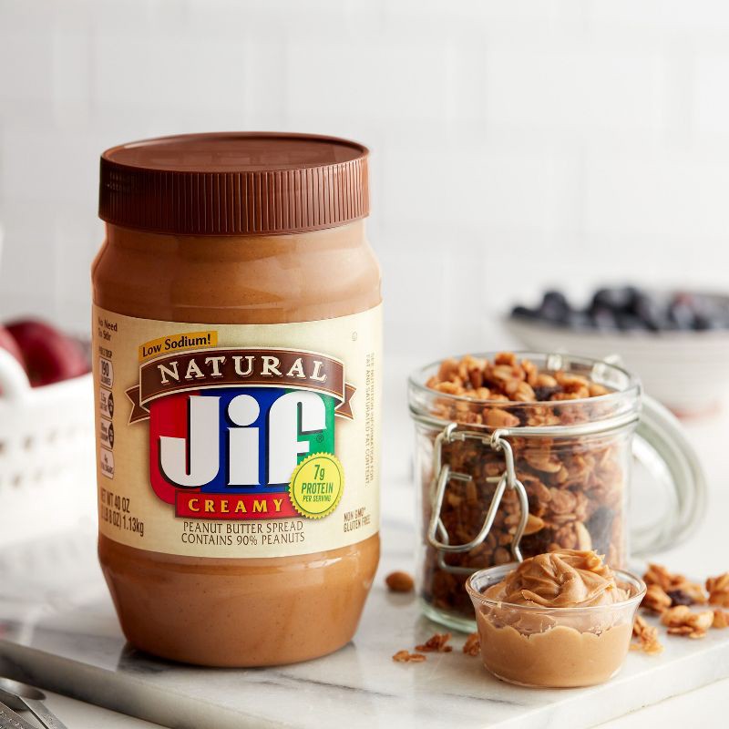 slide 6 of 6, Jif Natural Creamy Peanut Butter Spread - 40oz, 40 oz