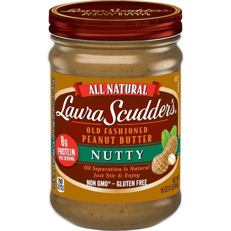 slide 1 of 3, Laura Scudder Nutty Natural Peanut Butter - 16oz, 16 oz