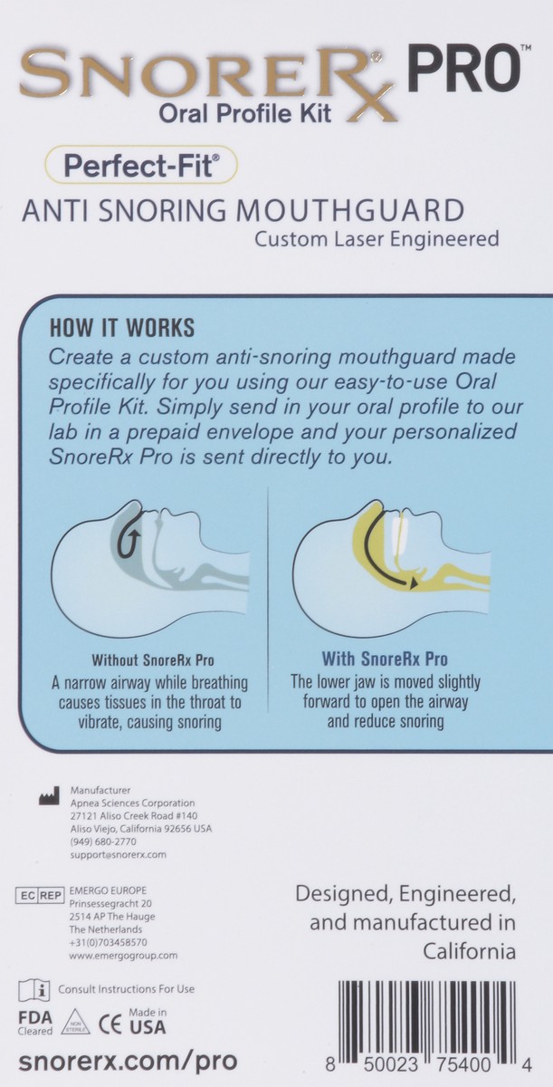slide 3 of 9, SnoreRx Perfect-Fit Anti Snoring Mouthguard Oral Profile Kit 1 ea, 1 ct