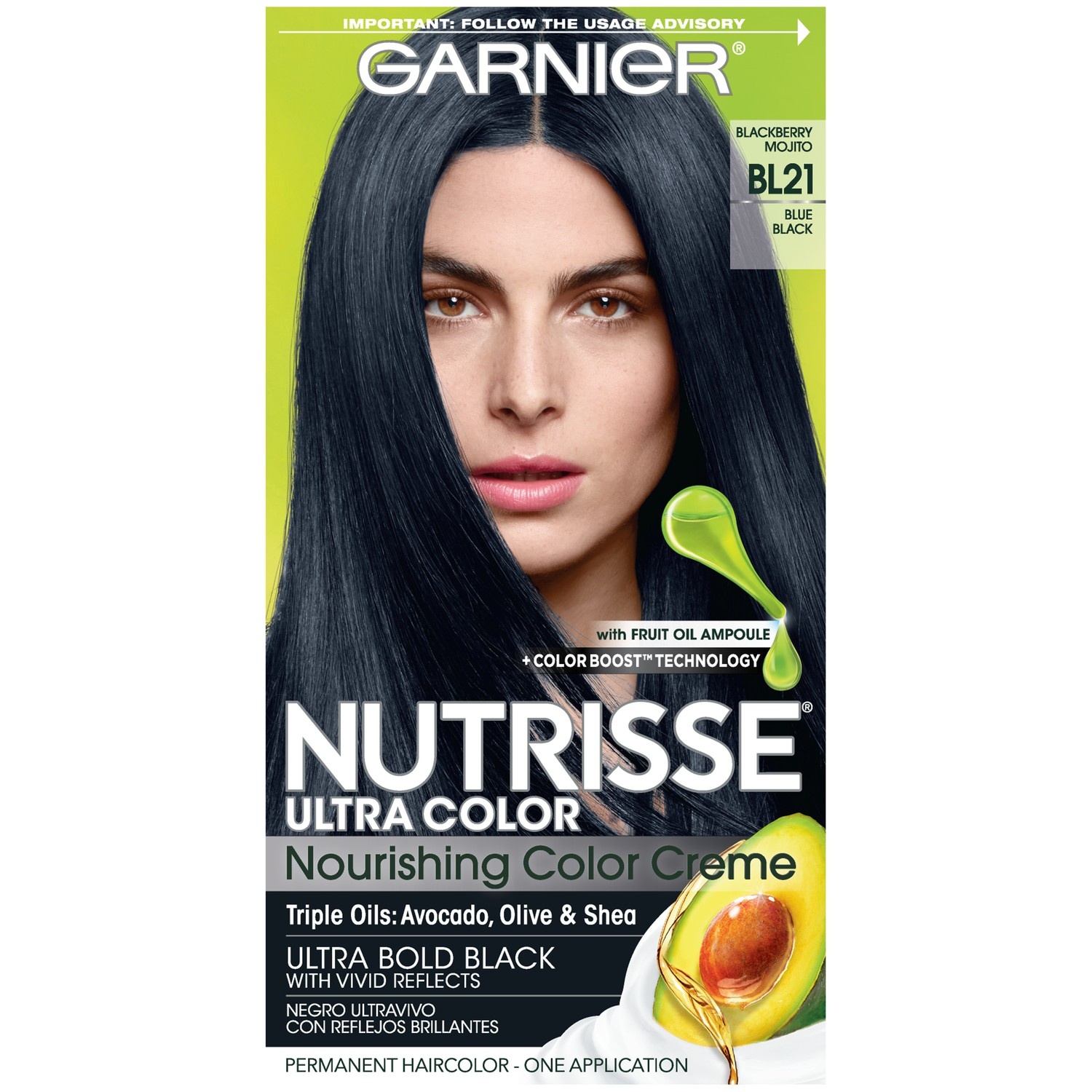 slide 1 of 7, Garnier Nutrisse Ultra Color Nourishing Color Creme BL21 Blue Black, 1 kit