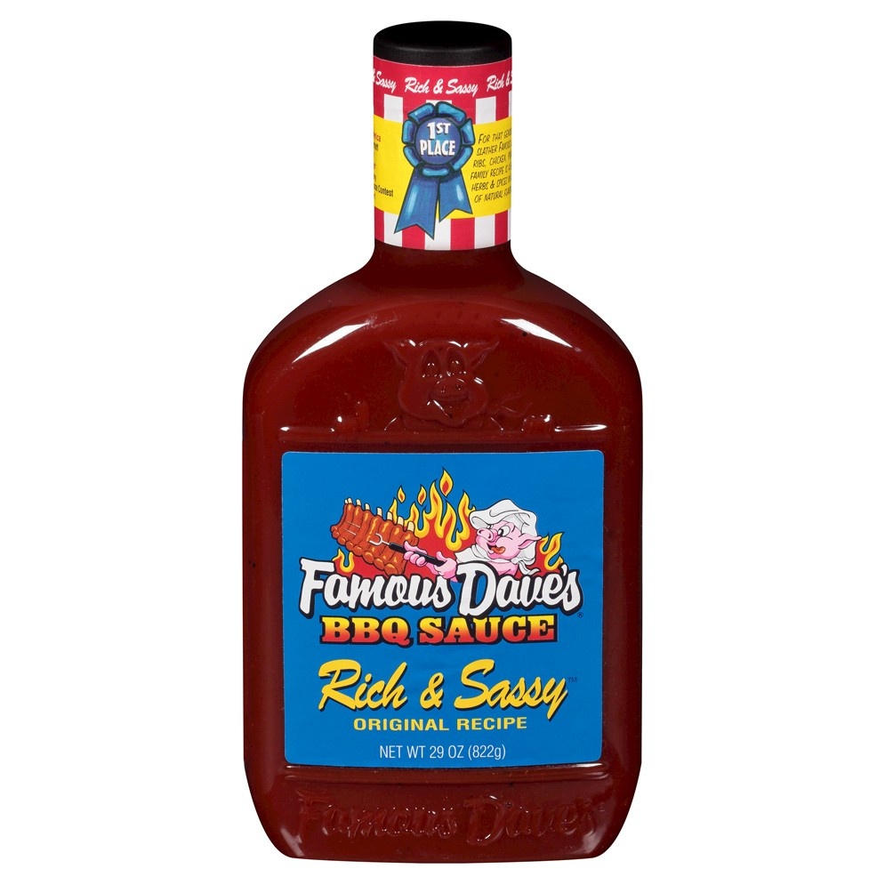 slide 1 of 3, Famous Dave's Rich & Sassy Barbeque Sauce, 29 oz