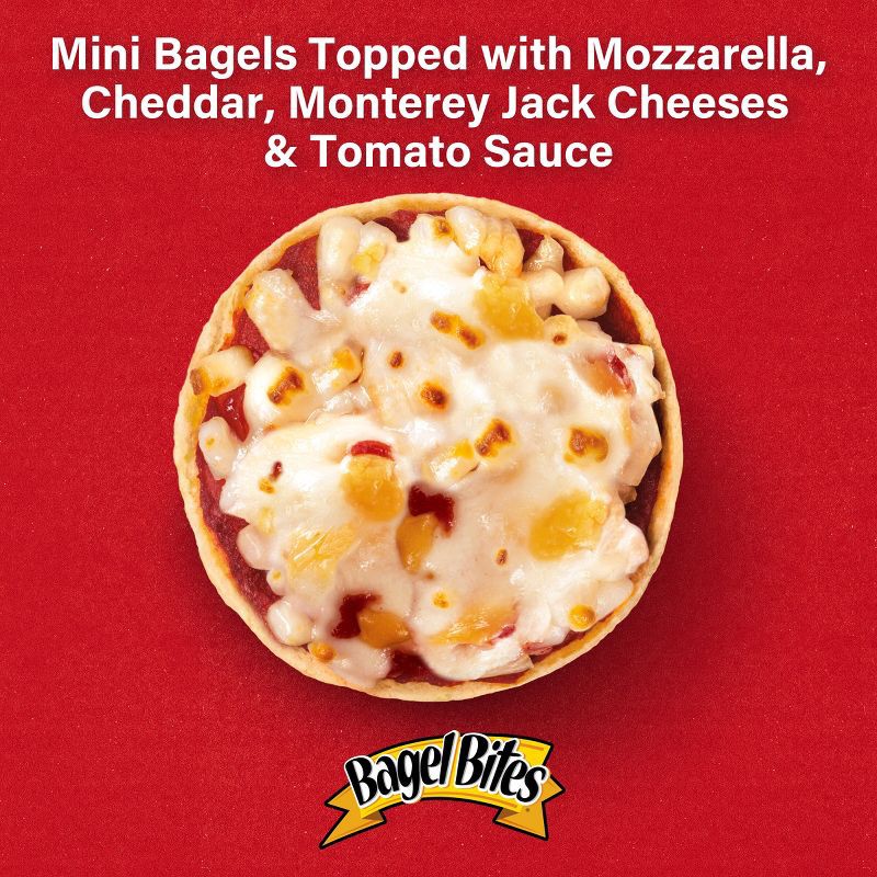 slide 4 of 10, Bagel Bites Three Cheese Mini Pizza Bagel Frozen Snacks - 7oz/9ct, 7 oz, 9 ct