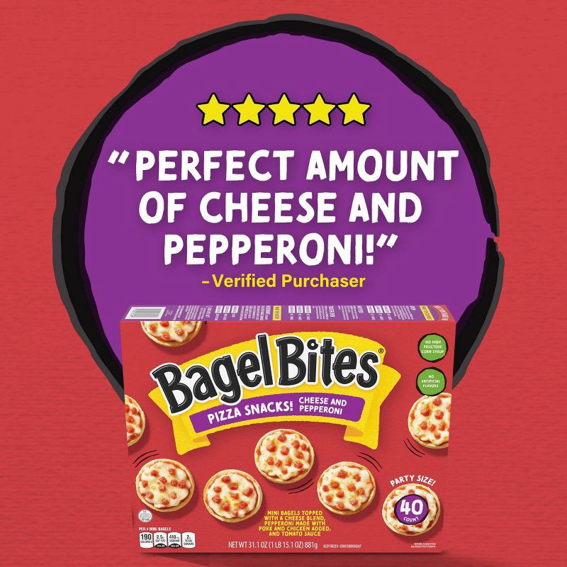 slide 8 of 15, Bagel Bites Cheese & Pepperoni Mini Pizza Bagel Frozen Snacks - 31.1oz/40ct, 40 ct; 31.1 oz