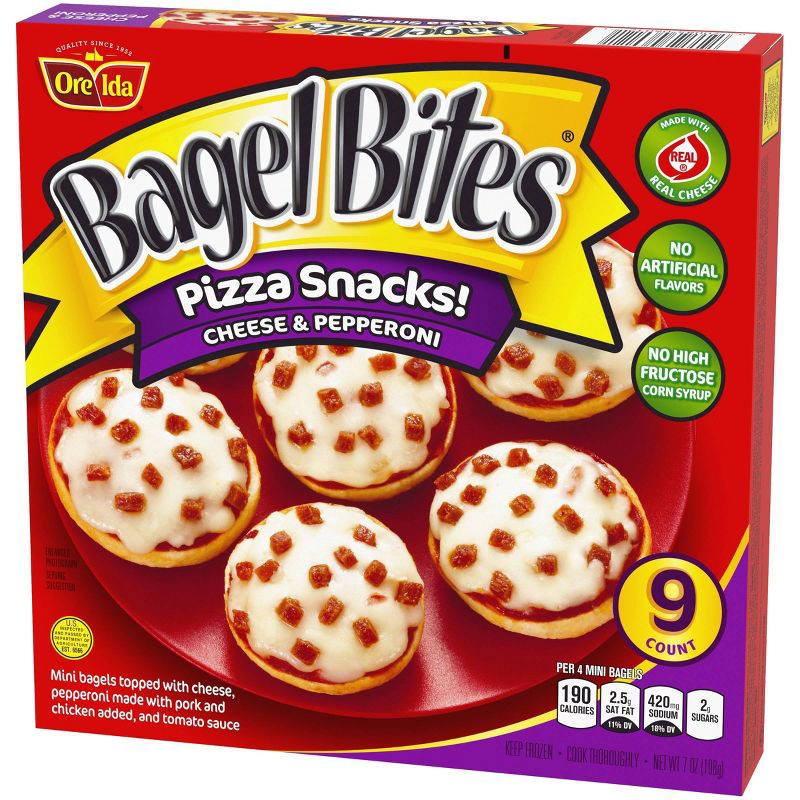 slide 7 of 15, Bagel Bites Cheese & Pepperoni Mini Pizza Bagel Frozen Snacks - 7oz/9ct, 7 oz, 9 ct