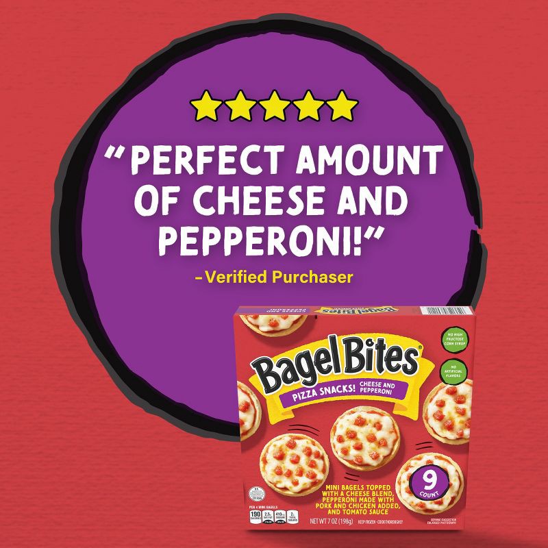 slide 10 of 15, Bagel Bites Cheese & Pepperoni Mini Pizza Bagel Frozen Snacks - 7oz/9ct, 7 oz, 9 ct