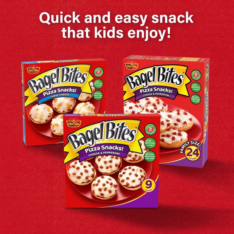 slide 11 of 15, Bagel Bites Cheese & Pepperoni Mini Pizza Bagel Frozen Snacks - 7oz/9ct, 7 oz, 9 ct