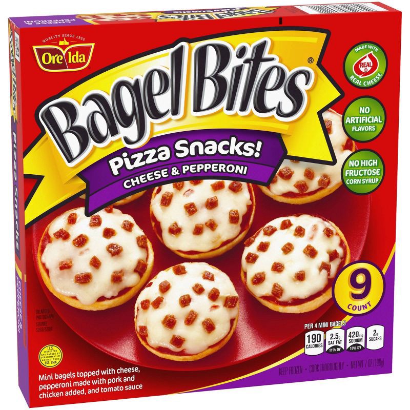 slide 5 of 15, Bagel Bites Cheese & Pepperoni Mini Pizza Bagel Frozen Snacks - 7oz/9ct, 7 oz, 9 ct