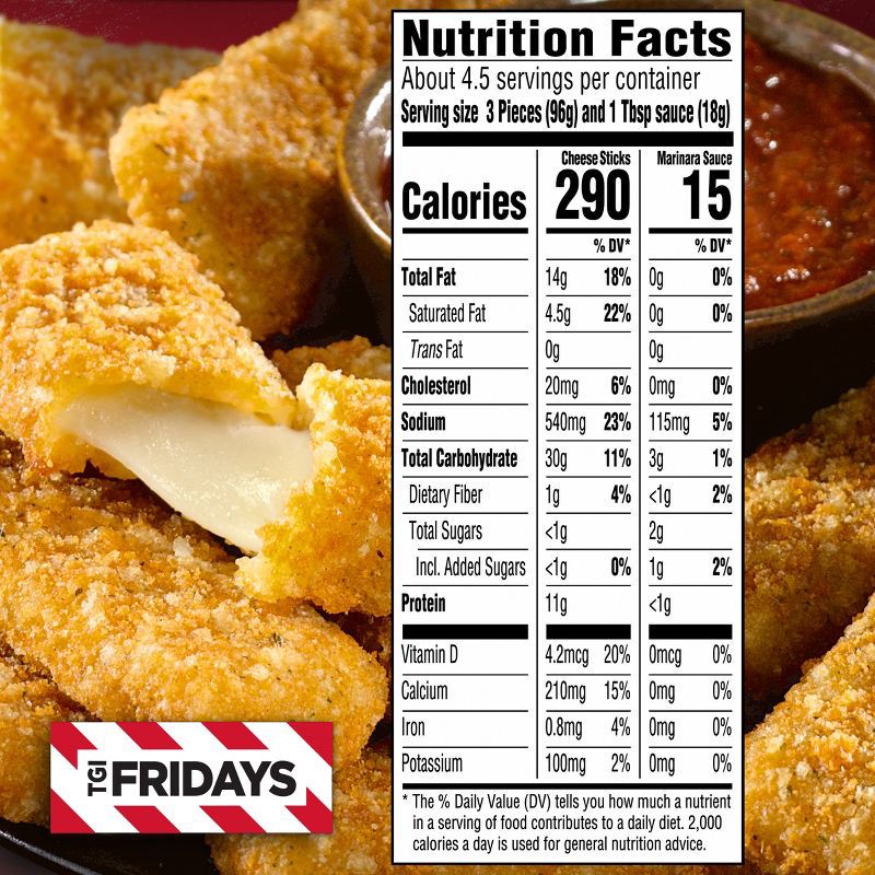 slide 2 of 9, T.G.I. Friday's TGI Fridays Mozzarella Sticks Frozen Snacks with Marinara Sauce - 17.4oz, 17.4 oz