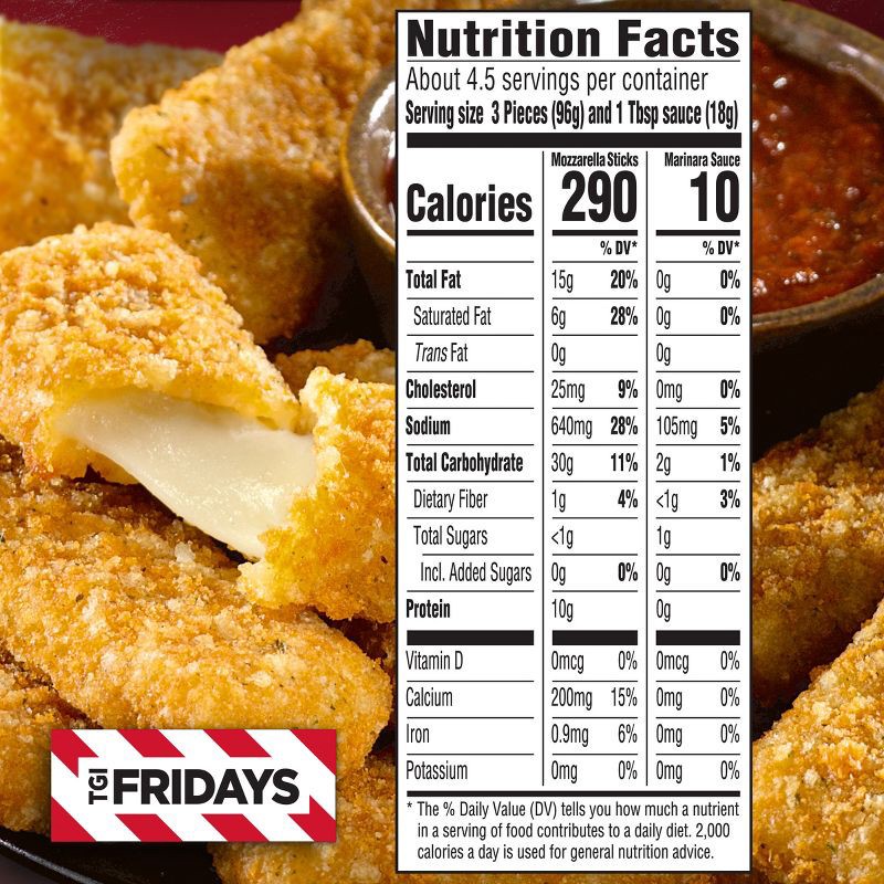 slide 7 of 9, T.G.I. Friday's TGI Fridays Mozzarella Sticks Frozen Snacks with Marinara Sauce - 17.4oz, 17.4 oz