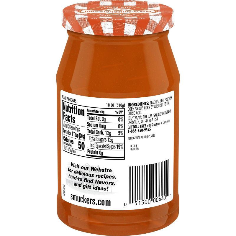 slide 3 of 5, Smucker's Peach Preserves - 18oz, 18 oz