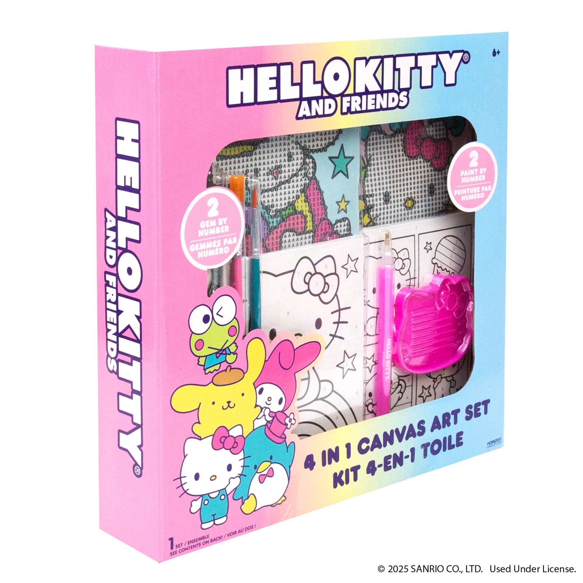slide 3 of 5, Hello Kitty & Friends 4-In-1 Canvas Art Set, 2 paint-by-number boards