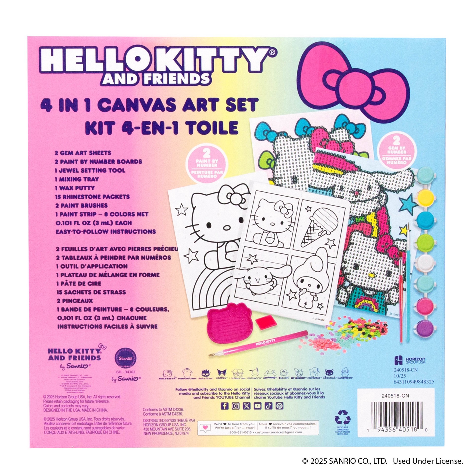 slide 5 of 5, Hello Kitty & Friends 4-In-1 Canvas Art Set, 2 paint-by-number boards