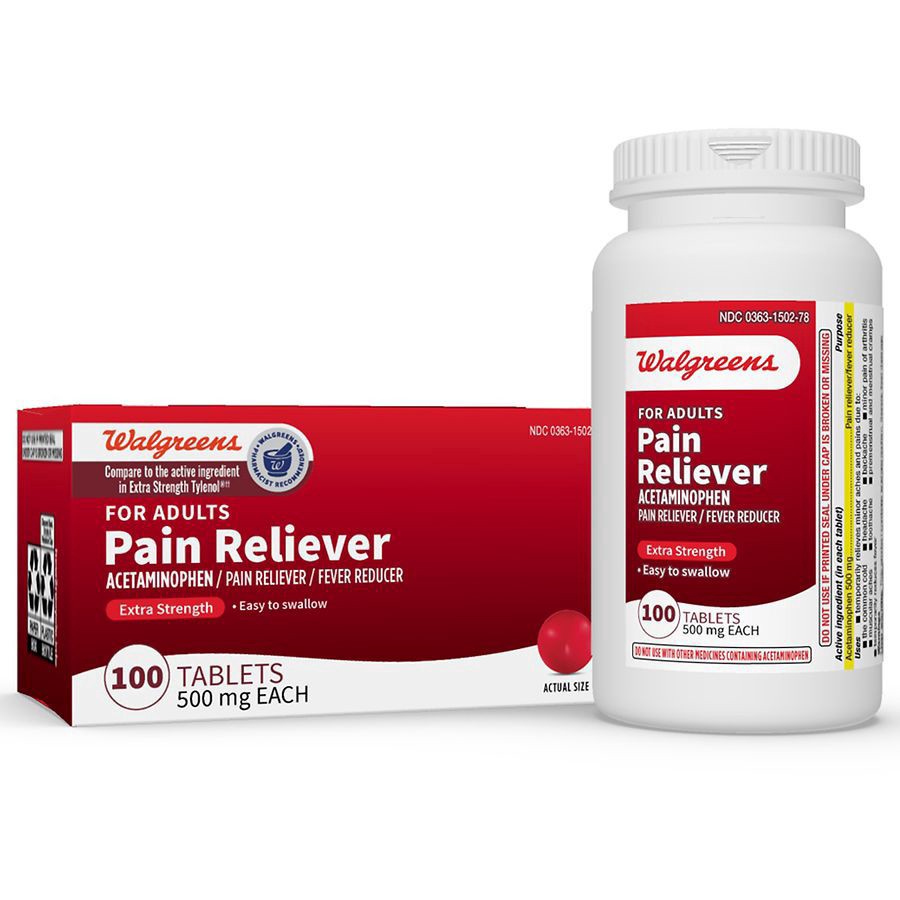 slide 3 of 5, Walgreens Extra Strength Pain Relief Tablets, Acetaminophen 500 mg, 100 ct