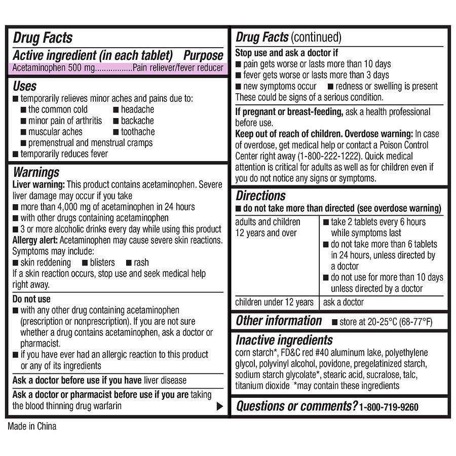 slide 4 of 5, Walgreens Extra Strength Pain Relief Tablets, Acetaminophen 500 mg, 100 ct