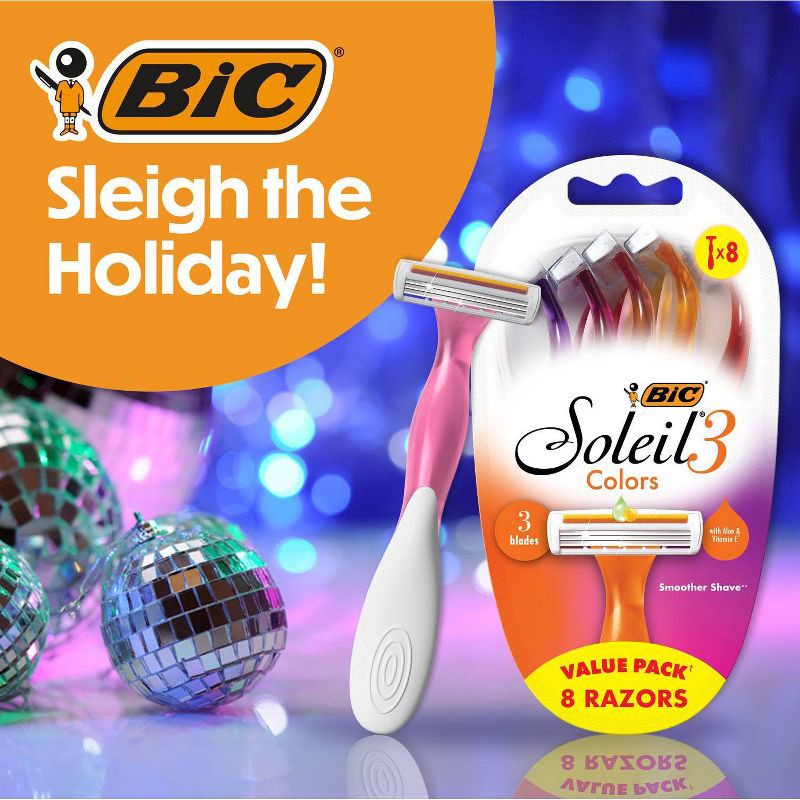 slide 2 of 8, BiC Soleil BIC Soleil 3 Colors Women's Disposable 3-Blade Razors - 8ct, 8 ct